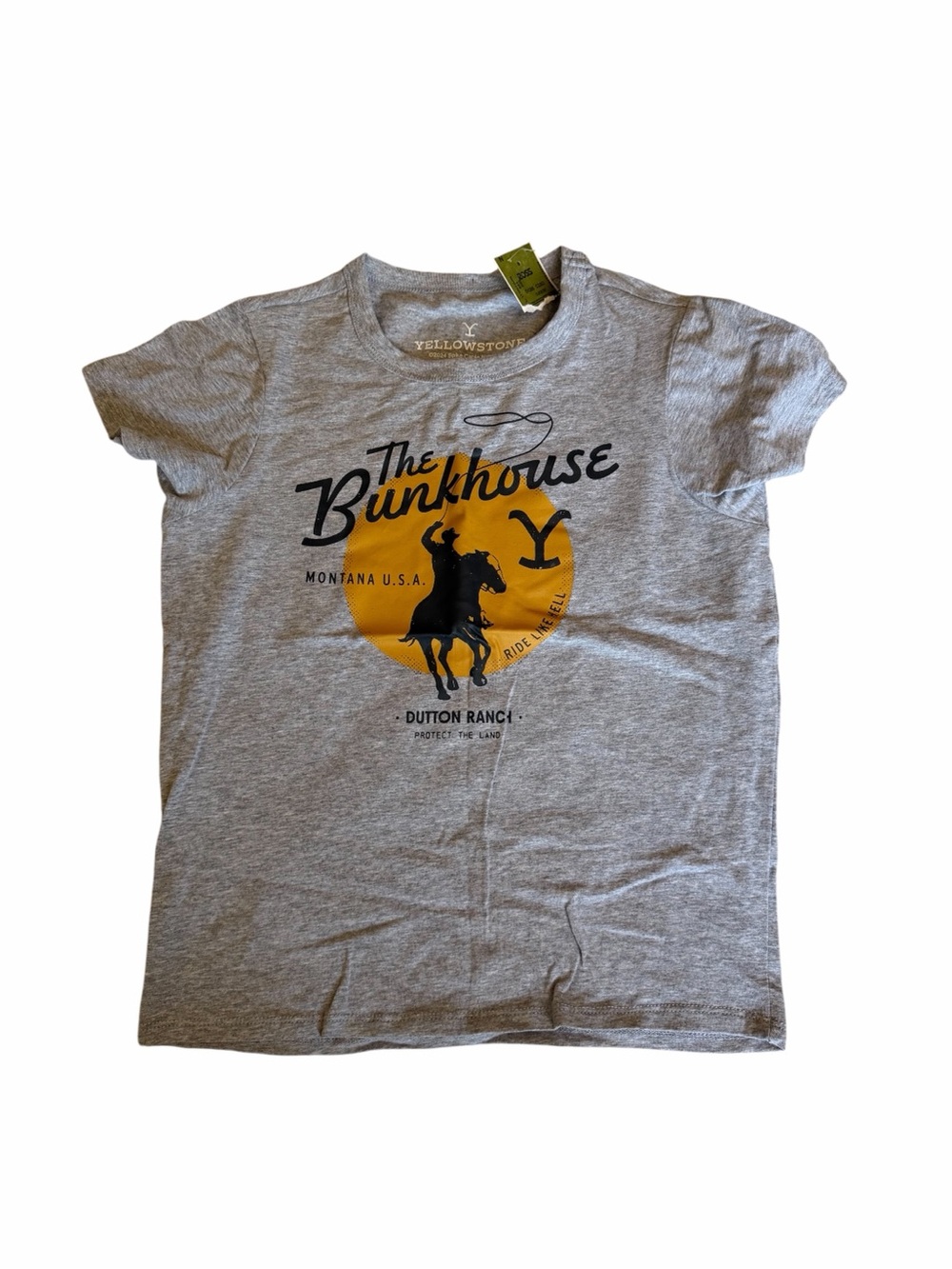 The Bunkhouse Women's Short Sleeve Graphic Tee - Gray with Yellow Accent